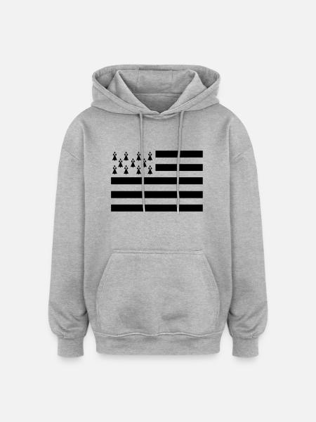 Drapeau Breton - Sweat à capuche oversize unisexe - gris chiné