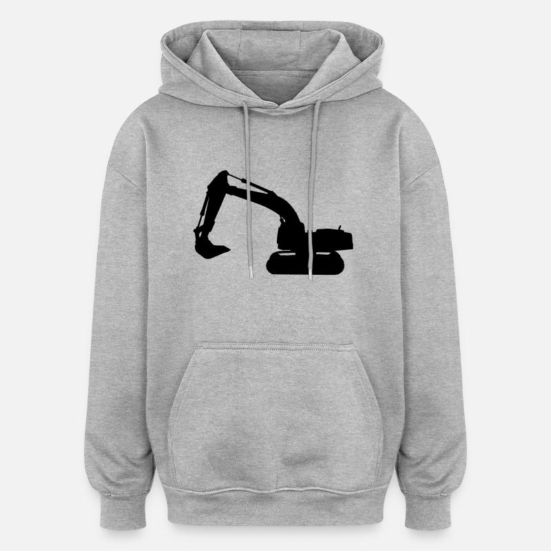 Bagger LKW Baumaschine - Oversized Unisex Hoodie - Grau meliert