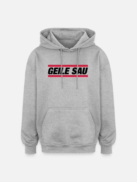 geile_sau_gr2 - Sweat à capuche oversize unisexe - gris chiné