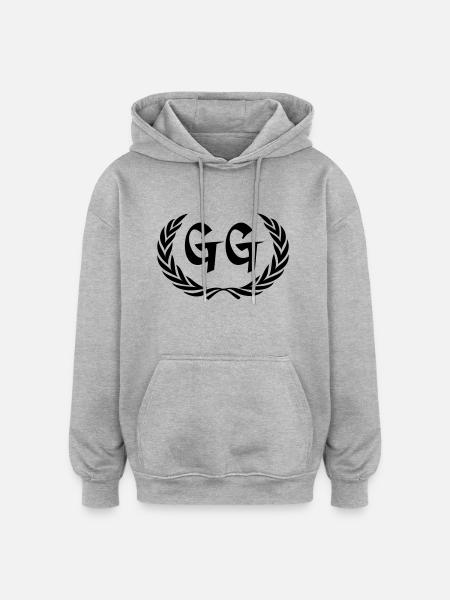 gg - Sweat à capuche oversize unisexe - gris chiné