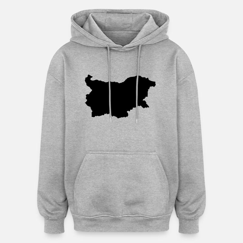 Carte de la Bulgarie - Sweat à capuche oversize unisexe - gris chiné