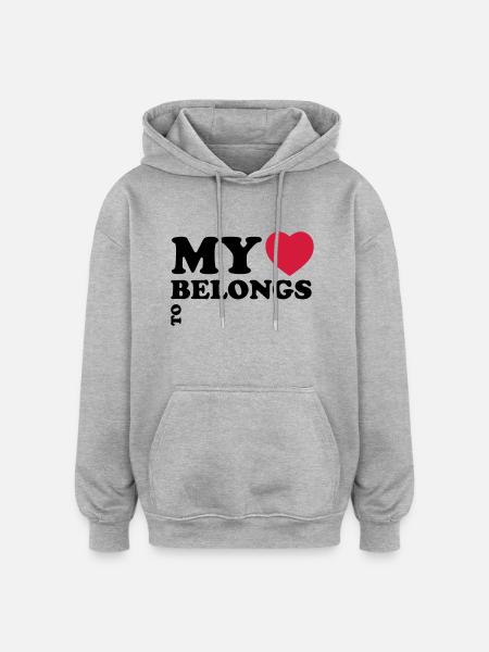 My heart belongs to - Oversized Unisex Hoodie - heather grey