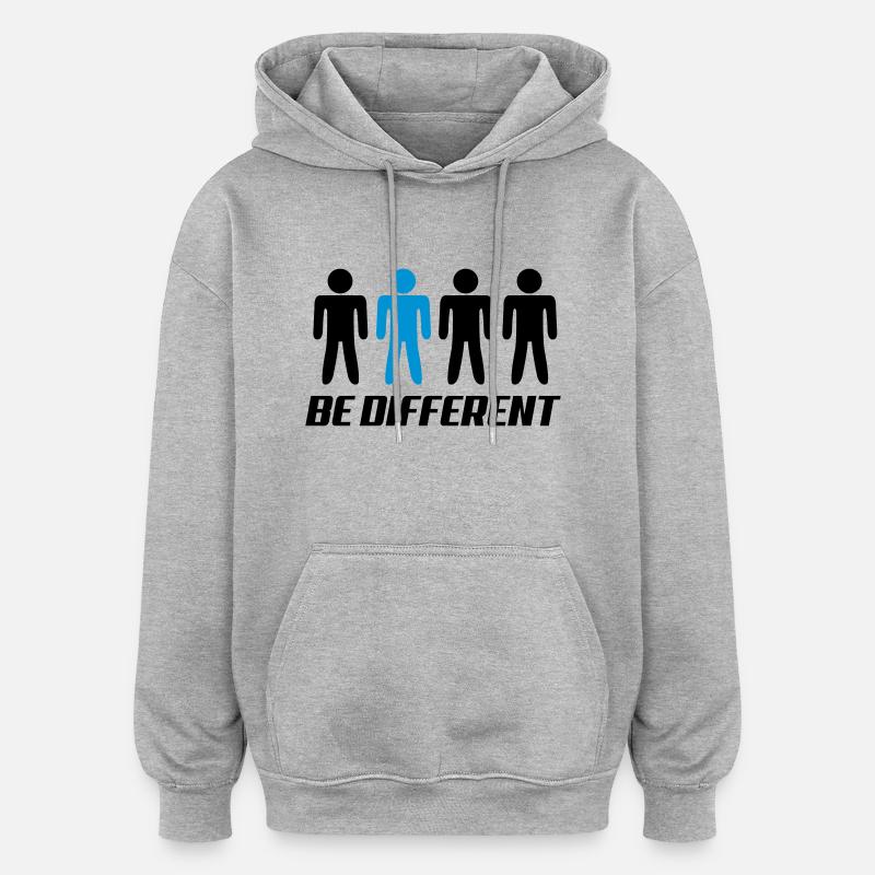 be_different - Sweat à capuche oversize unisexe - gris chiné