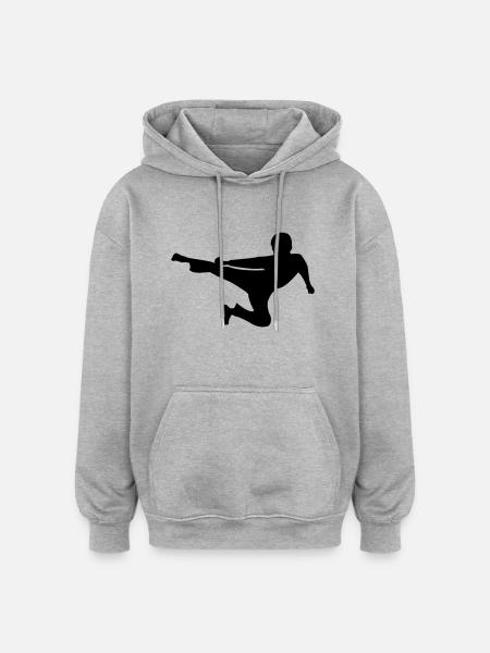 kung_fu - Sweat à capuche oversize unisexe - gris chiné