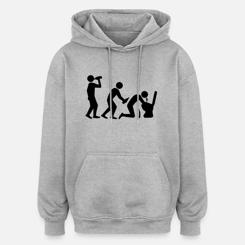 Drunken Evolution - Sweat à capuche oversize unisexe - gris chiné
