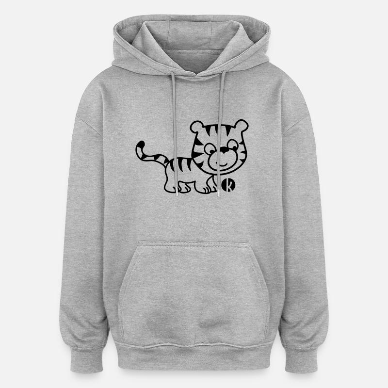 Tiger - Sweat à capuche oversize unisexe - gris chiné