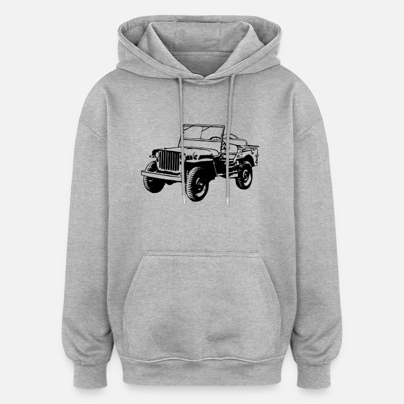 Willys Jeep - Sweat à capuche oversize unisexe - gris chiné