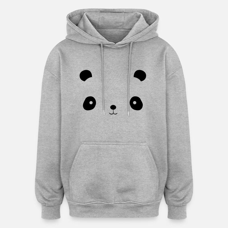 visage de panda - Sweat à capuche oversize unisexe - gris chiné