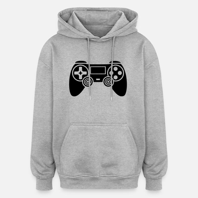 gaming_controller__f1 - Sweat à capuche oversize unisexe - gris chiné