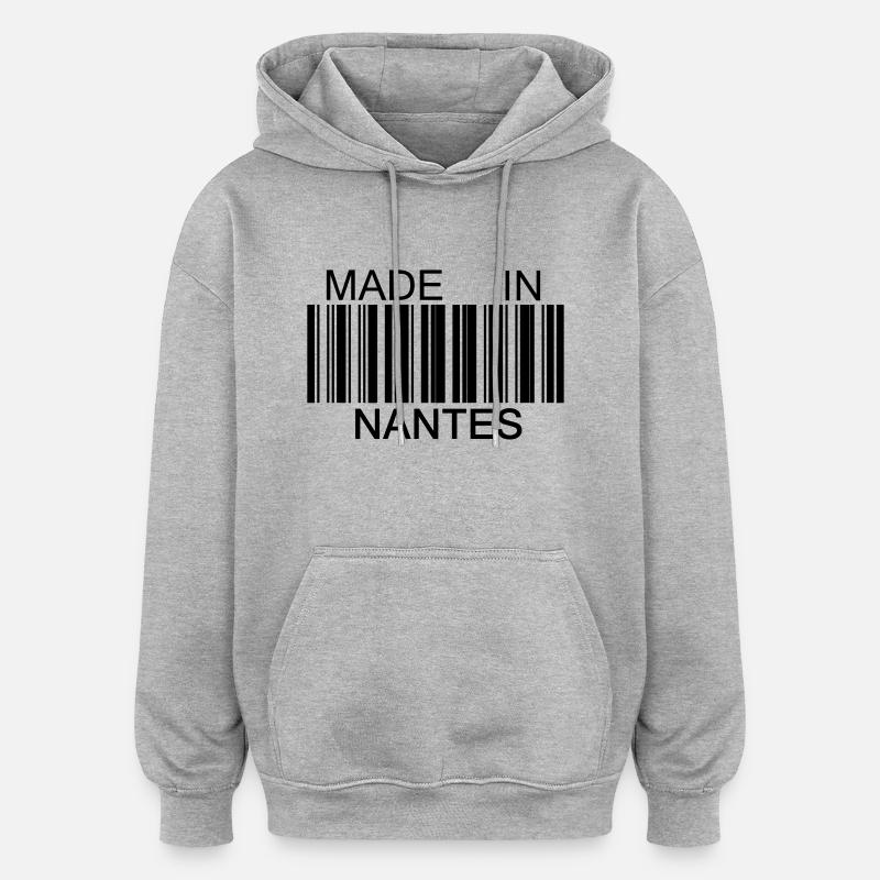 Made in Nantes 44 - Sweat à capuche oversize unisexe - gris chiné