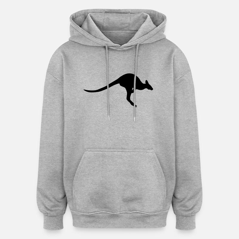 Känguruh - Oversized Unisex Hoodie - Grau meliert