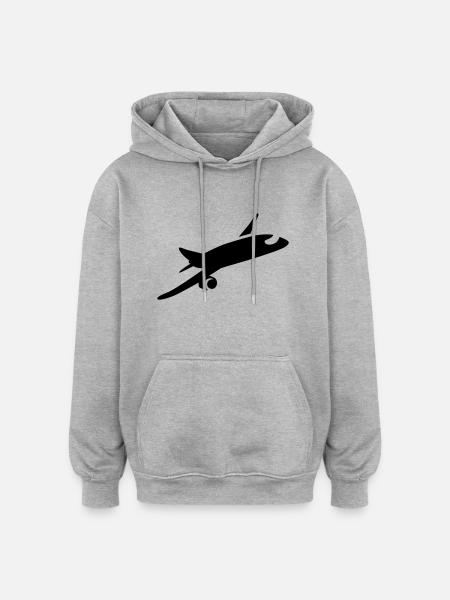 Avion - Sweat à capuche oversize unisexe - gris chiné