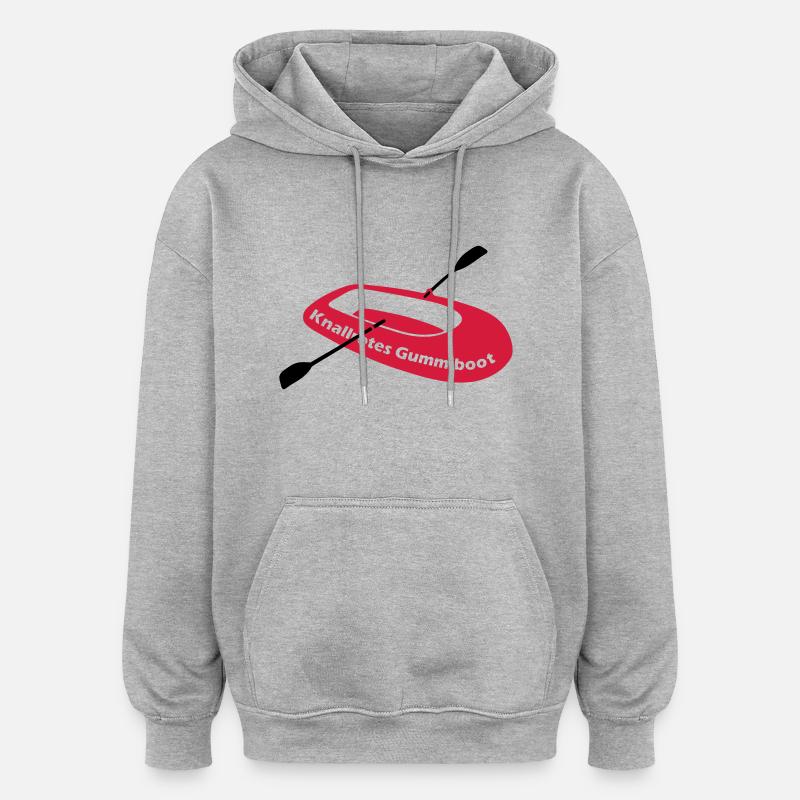 Knallrotes Gummiboot - V2 - Oversized Unisex Hoodie - Grau meliert