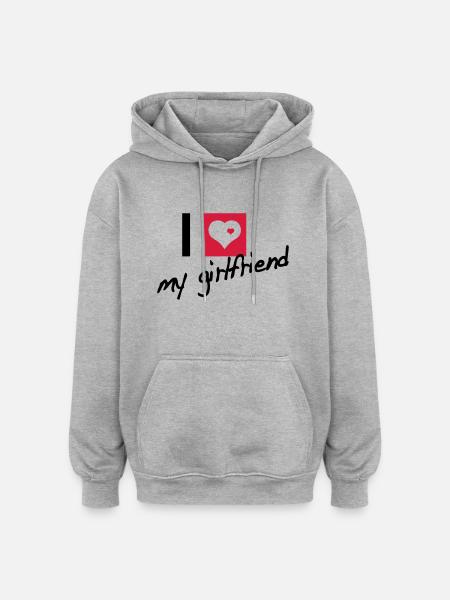 i love my girlfriend - Oversized Unisex Hoodie - heather grey