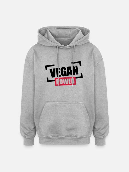 Vegan Power Stempel Logo - Oversized Unisex Hoodie - heather grey