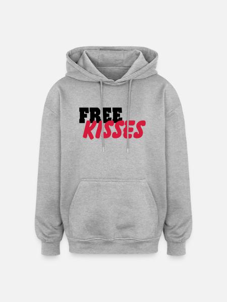 Free Kisses - Oversized Unisex Hoodie - Grau meliert