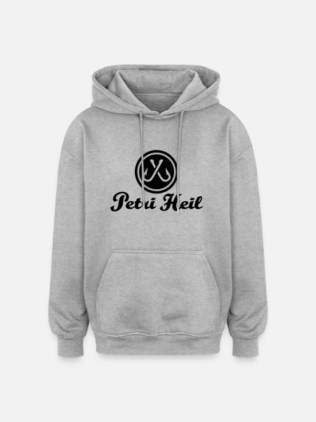 Petri Heil - Oversized Unisex Hoodie - Grau meliert