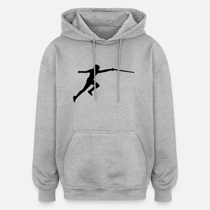 Escrime - Sweat à capuche oversize unisexe - gris chiné