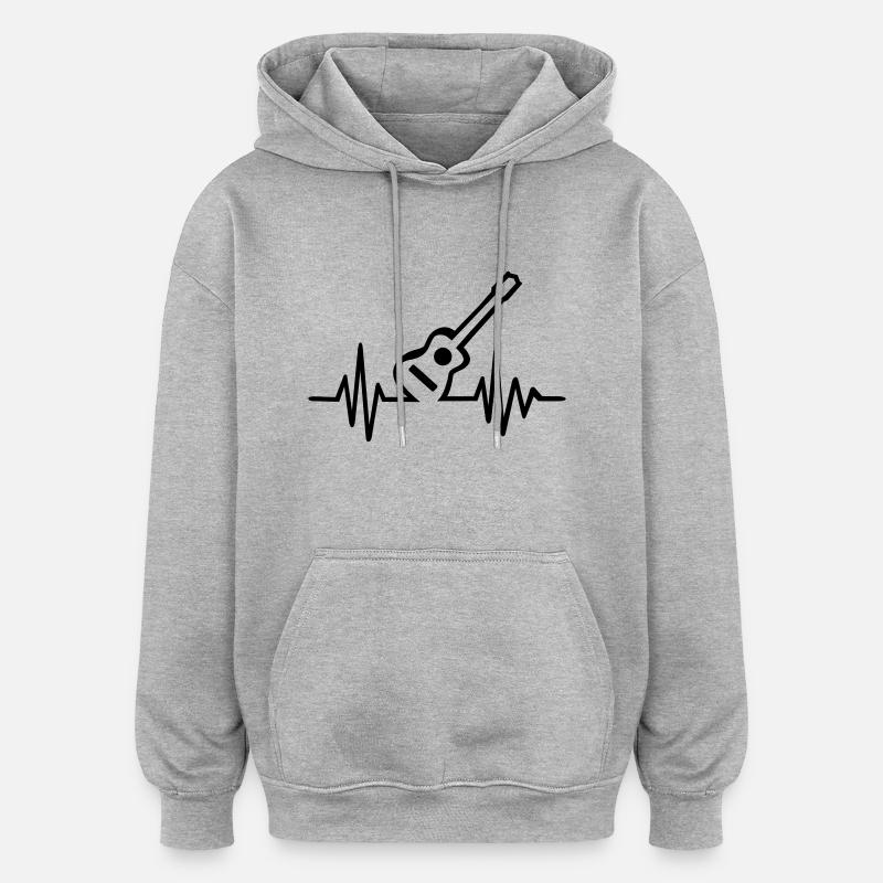 Guitare - Sweat à capuche oversize unisexe - gris chiné