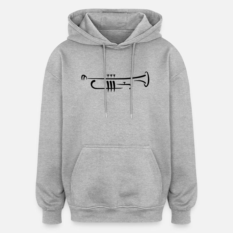 Trompete - Oversized Unisex Hoodie - Grau meliert