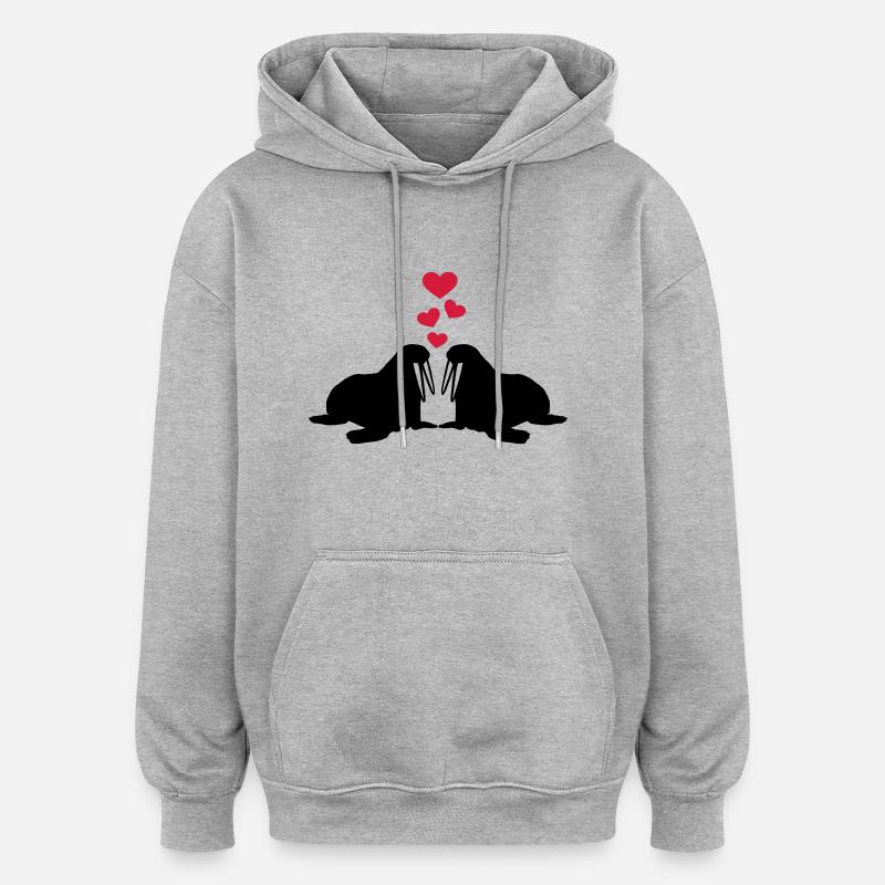 Morse - Sweat à capuche oversize unisexe - gris chiné