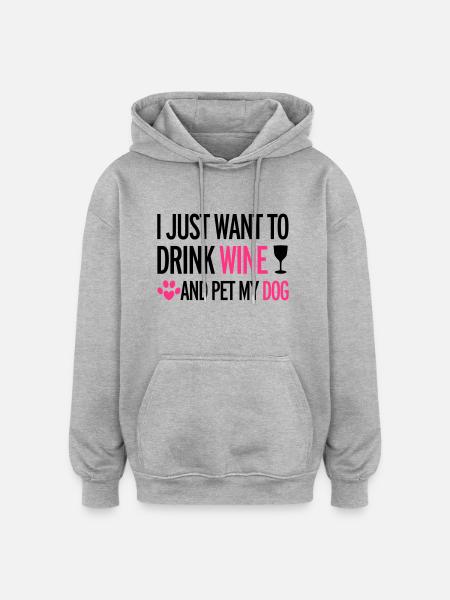 Wine - Oversized Unisex Hoodie - heather grey