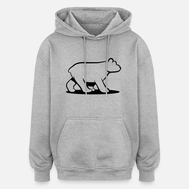 Ours polaire ours - Sweat à capuche oversize unisexe - gris chiné