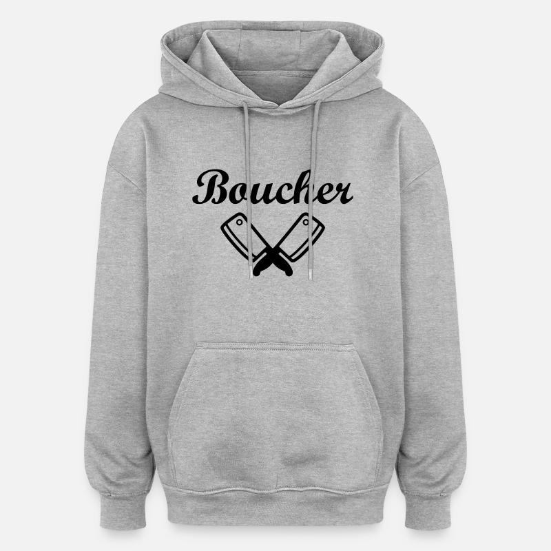 Boucher - Sweat à capuche oversize unisexe - gris chiné