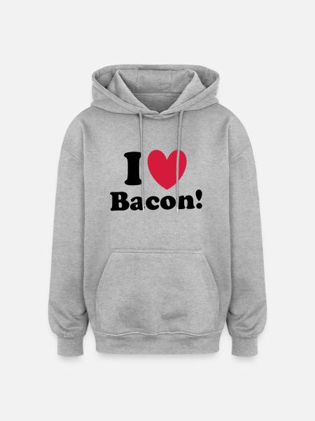 Bacon - Oversized Unisex Hoodie - Grau meliert