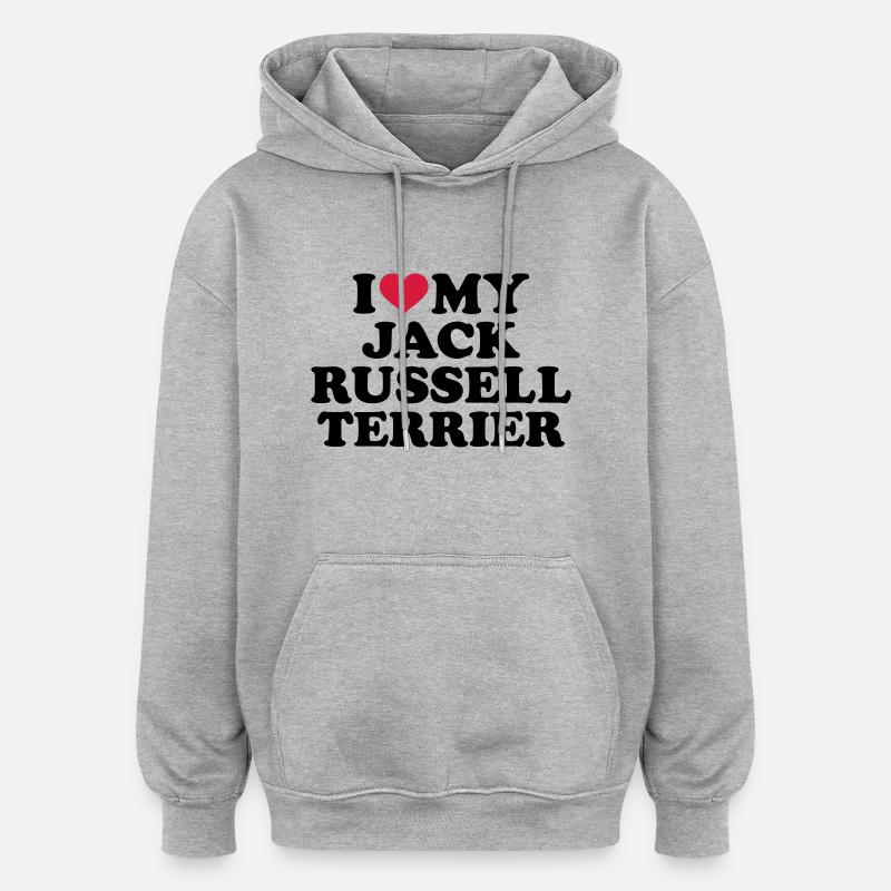 Jack Russell - Oversized Unisex Hoodie - Grau meliert