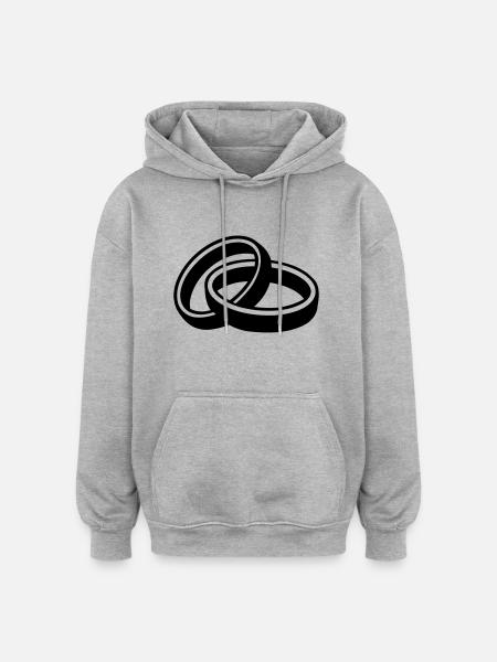 Bagues - Sweat à capuche oversize unisexe - gris chiné