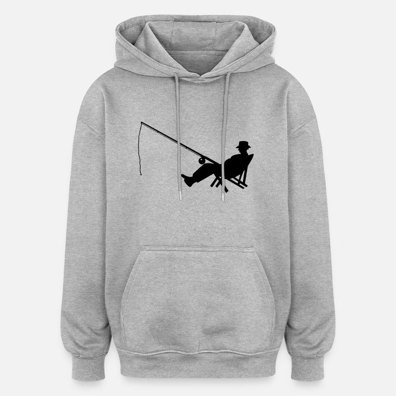 angler_01 - Sweat à capuche oversize unisexe - gris chiné