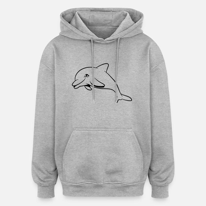 delfin douce mer - Sweat à capuche oversize unisexe - gris chiné