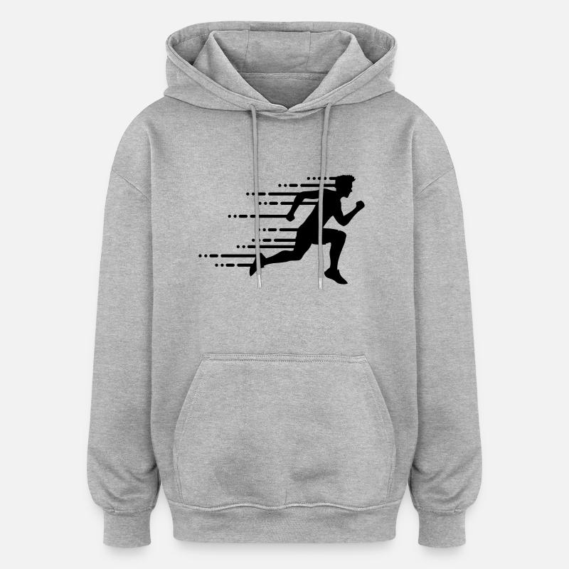 vitesse course de sport sprinting endurance rapide - Sweat à capuche oversize unisexe - gris chiné