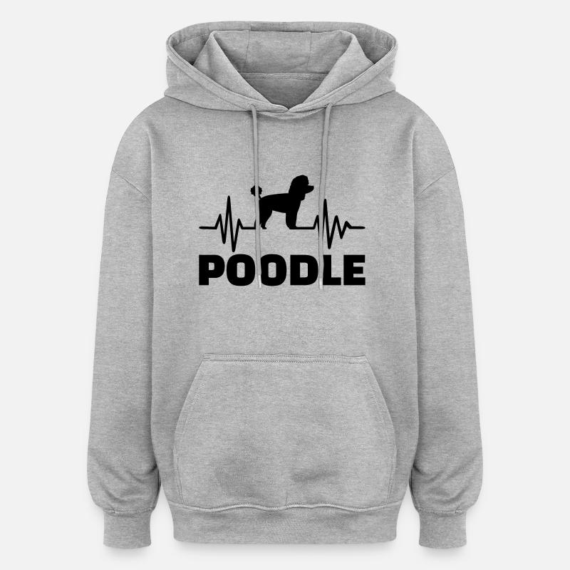 Caniche - Sweat à capuche oversize unisexe - gris chiné