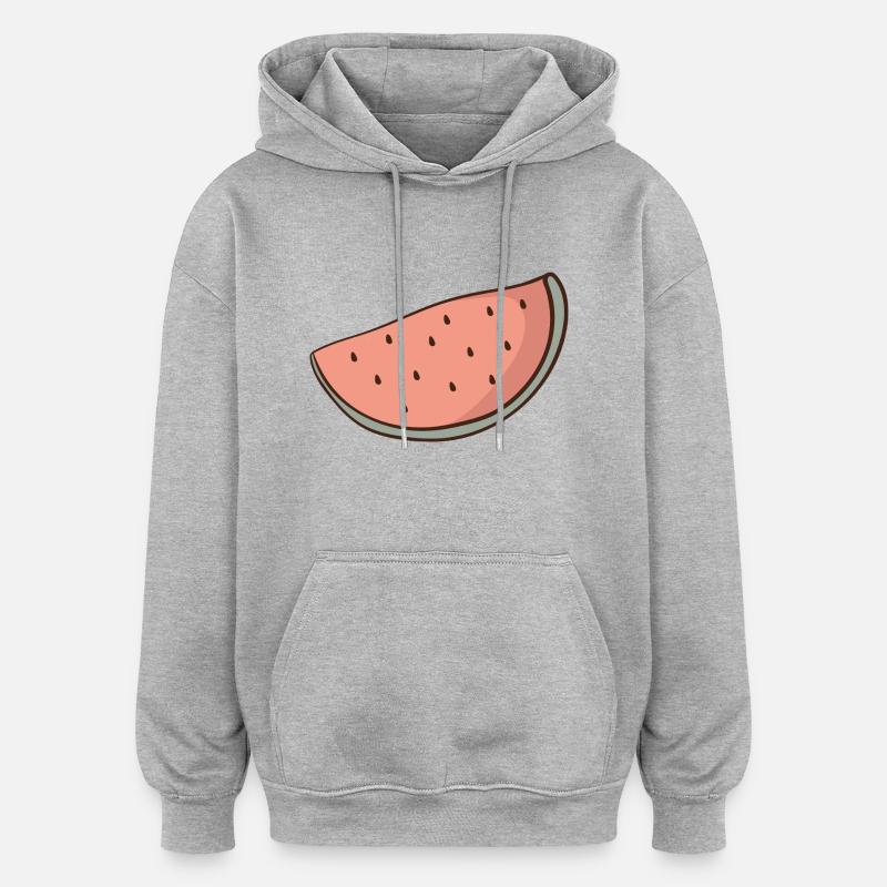 Wassermelone - Oversized Unisex Hoodie - Grau meliert