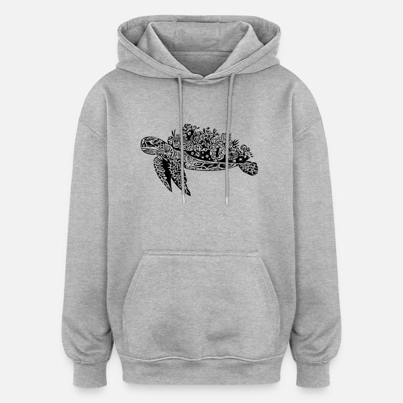 Turtle - Vector Style - Oversized Unisex Hoodie - heather grey