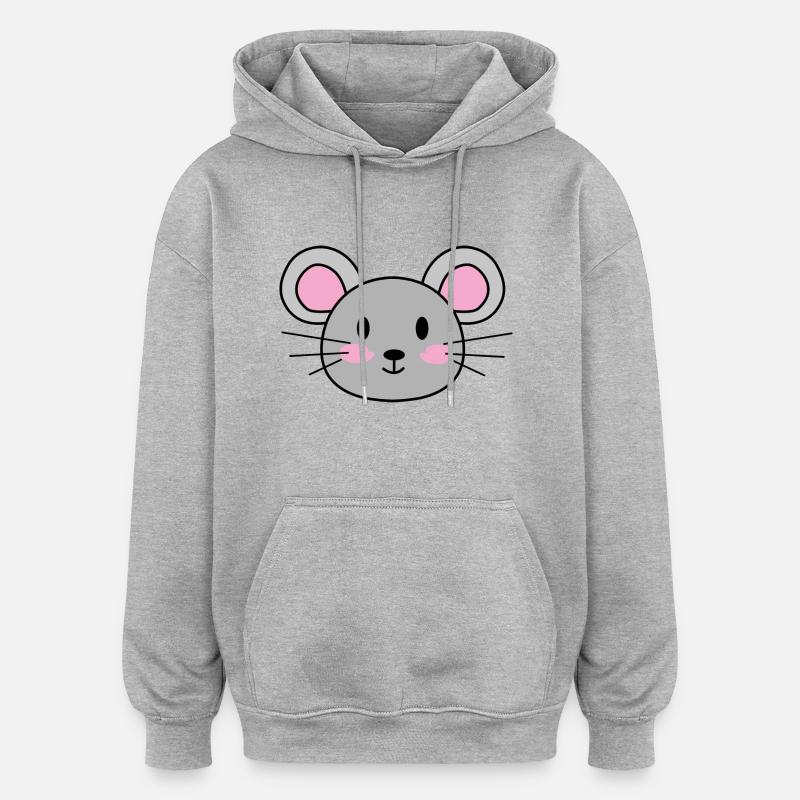 Souris - Sweat à capuche oversize unisexe - gris chiné