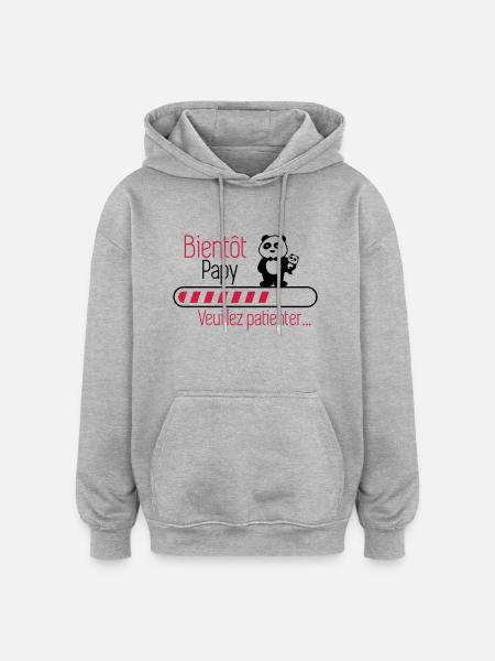 Bientôt papy - Futur Papi - Sweat à capuche oversize unisexe - gris chiné