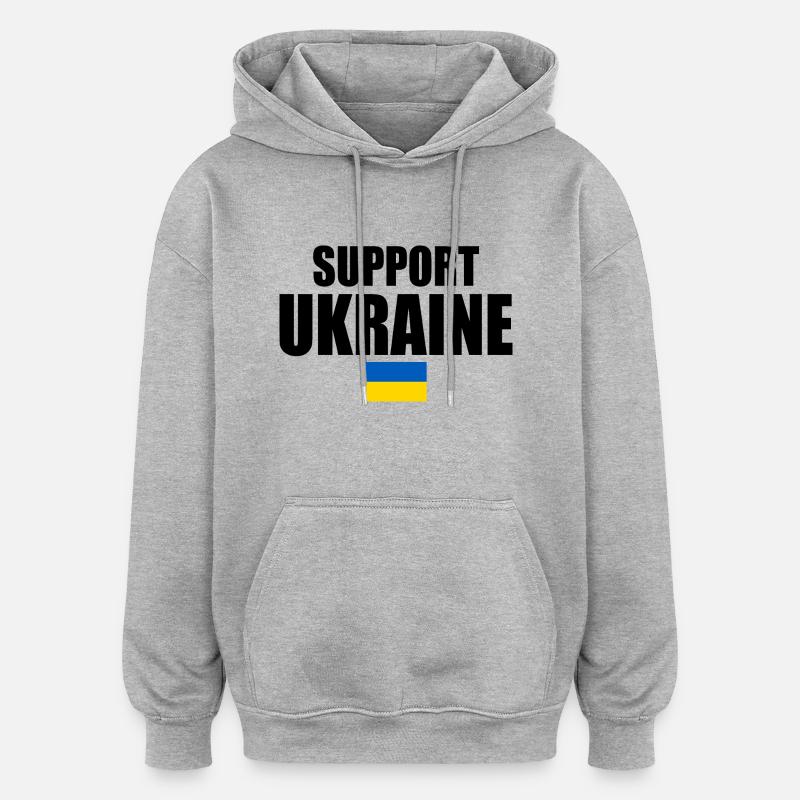 Support ukraine - Sweat à capuche oversize unisexe - gris chiné