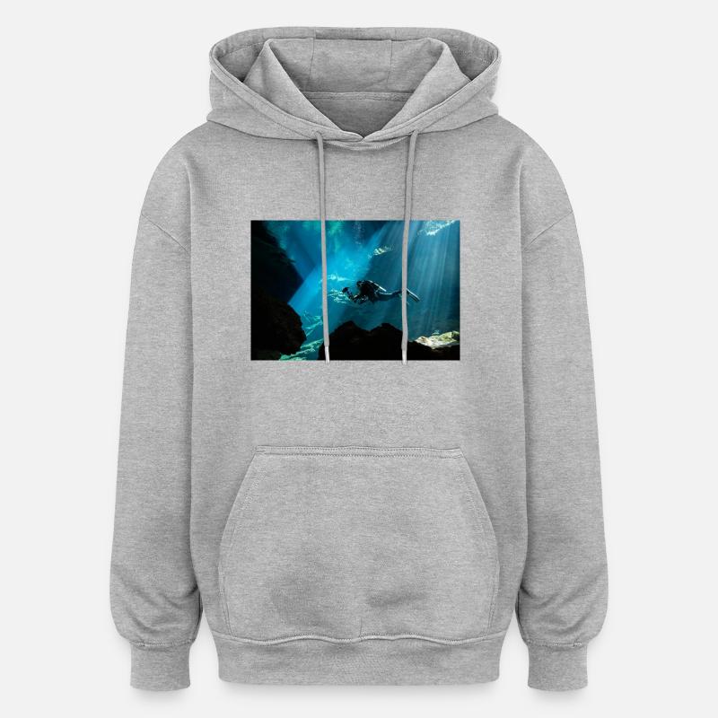 Mexiko Cenote - Oversized Unisex Hoodie - Grau meliert