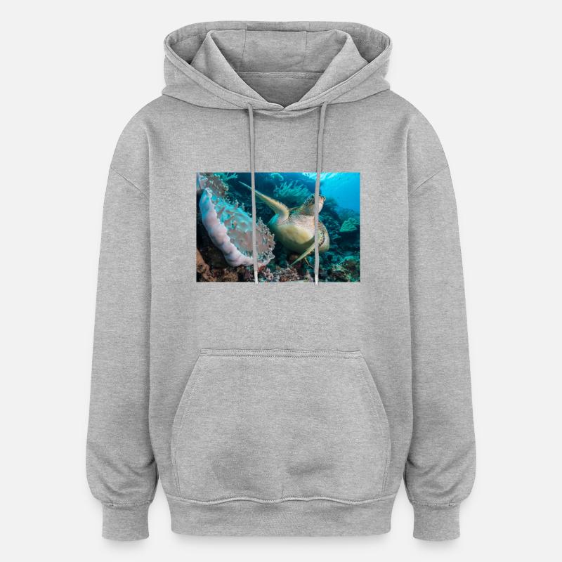 Tortue - Sweat à capuche oversize unisexe - gris chiné