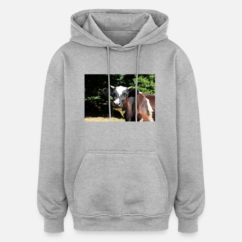 Affiche de vache - Sweat à capuche oversize unisexe - gris chiné