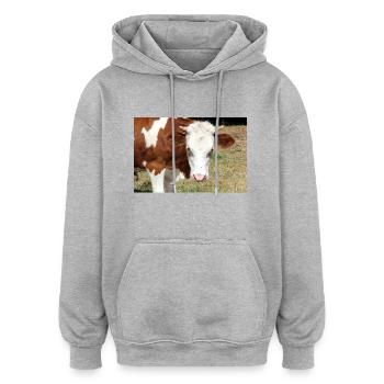 Cow Poster - Oversized Unisex Hoodie - heather grey - Front - Noah (186cm)