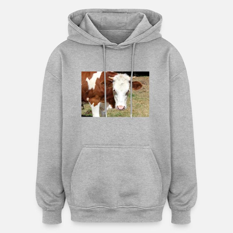 Affiche de vache - Sweat à capuche oversize unisexe - gris chiné