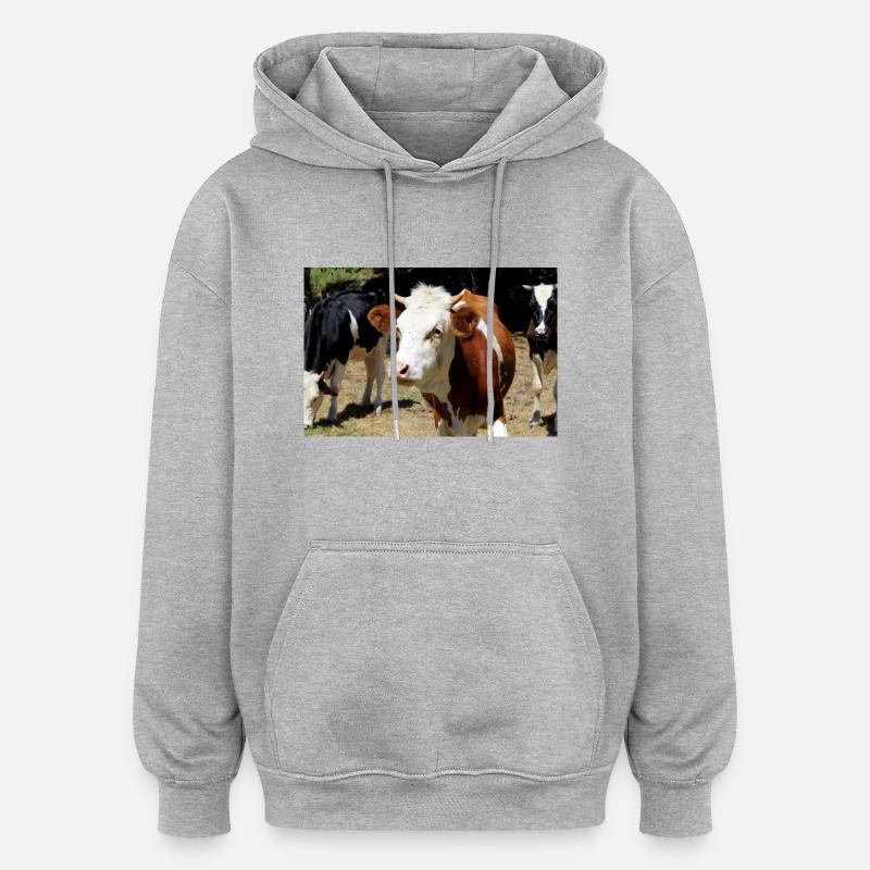 Affiche de vache - Sweat à capuche oversize unisexe - gris chiné