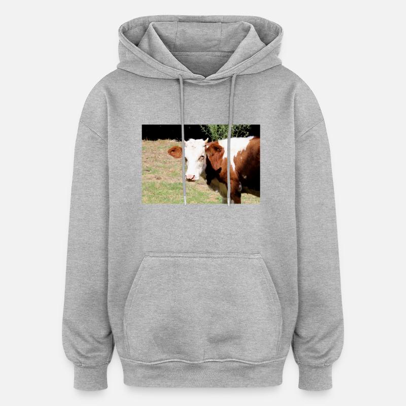 Affiche de vache - Sweat à capuche oversize unisexe - gris chiné