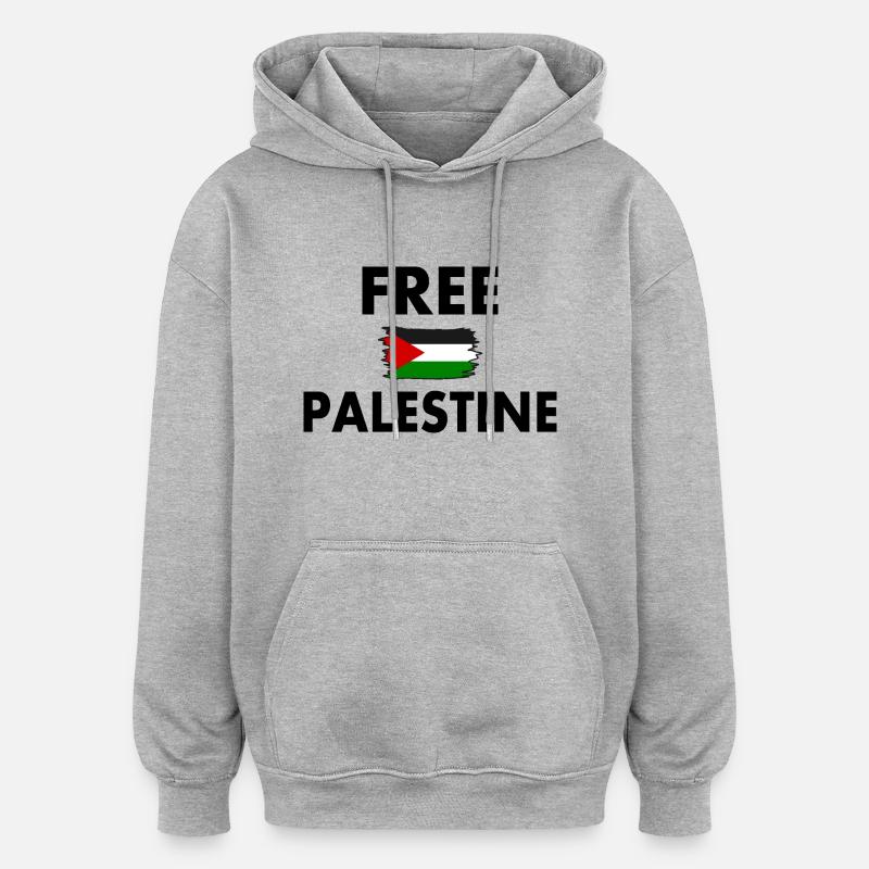 Free palestine - Sweat à capuche oversize unisexe - gris chiné