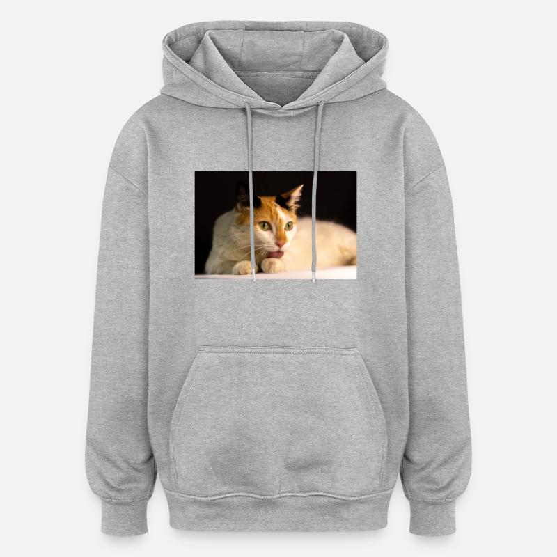 le chat - Sweat à capuche oversize unisexe - gris chiné