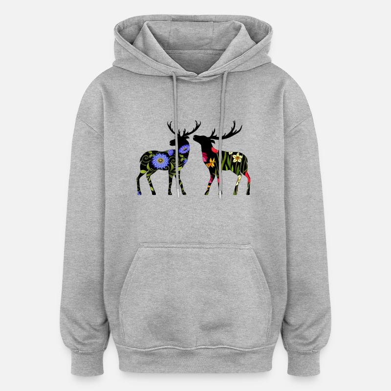 Cervo - Felpa con cappuccio unisex oversize - grigio melange